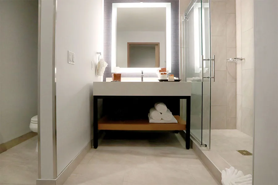 double queen bathroom center